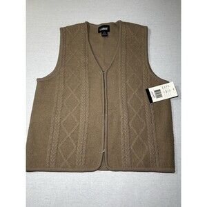 Vintage Studio brown cable-knit zipper sweater vest Size M, 100% boiled Wool